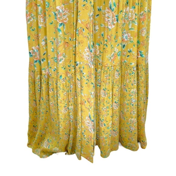 Chelsea & Violet NWT Floral Print Yellow Flowing Dusty Citron Duster Kimono Med - Picture 11 of 15